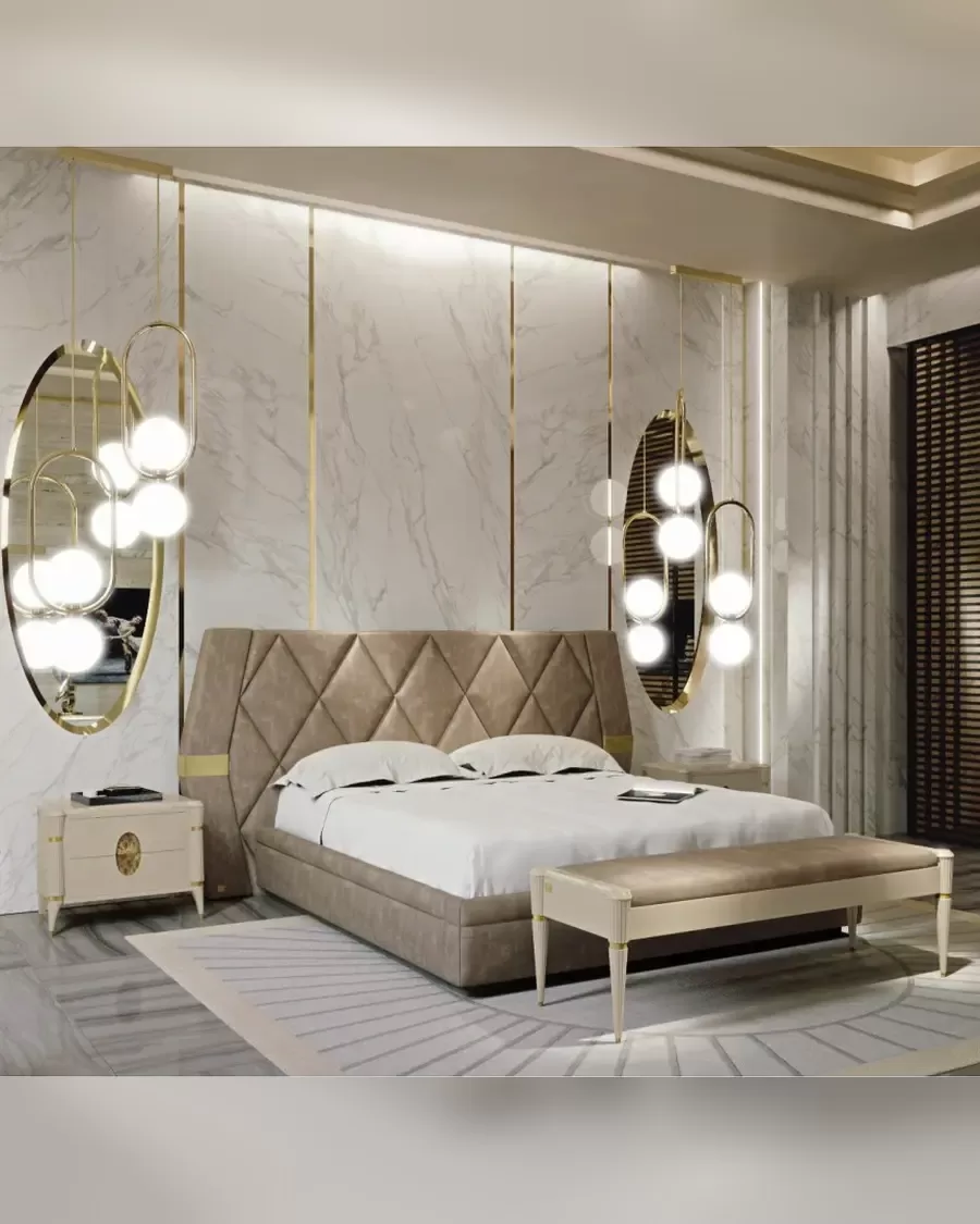 Ellipse Bed with Quilted Headboard, Francesco Pasi bed
