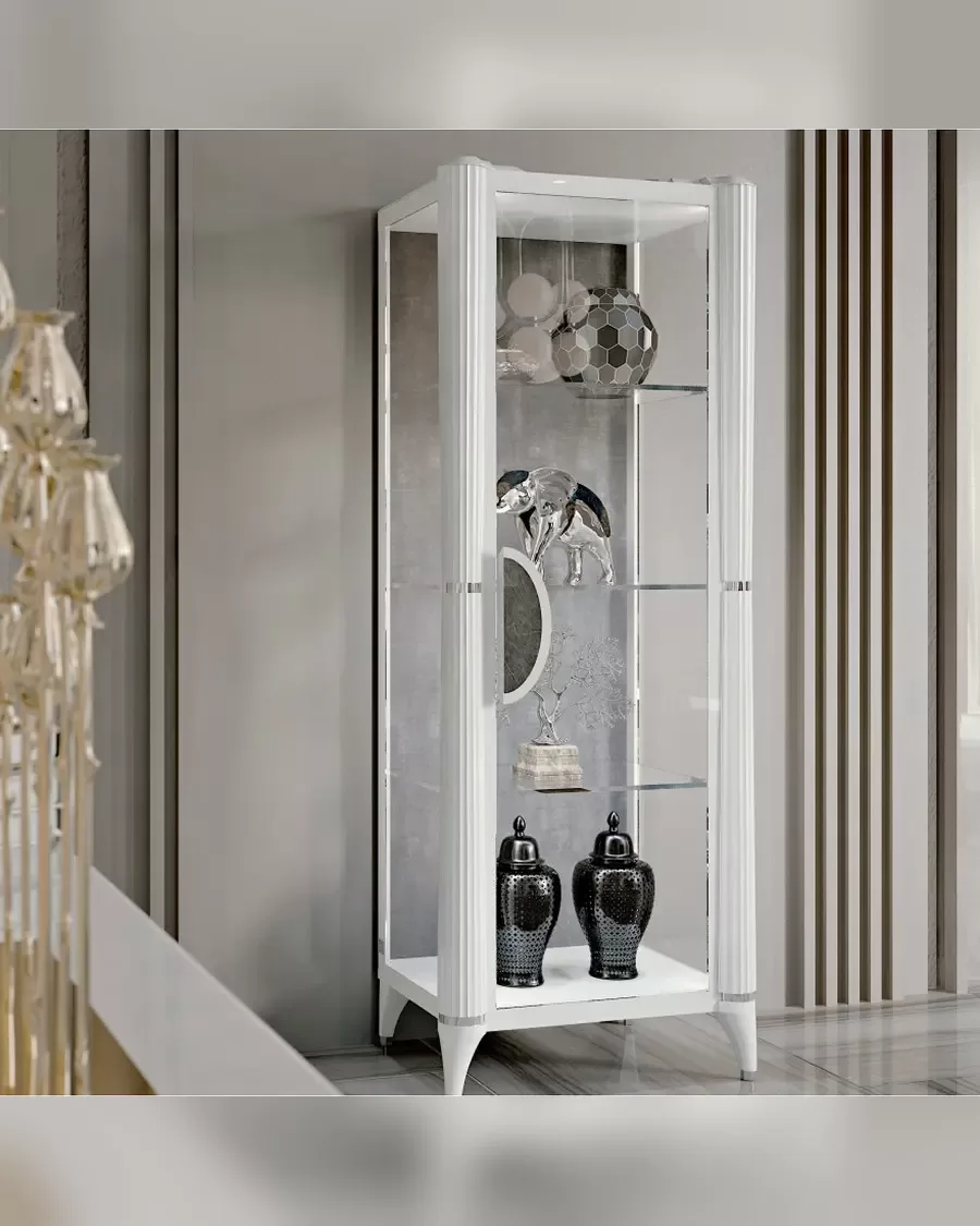 Ellipse One-Door Glass Cabinet, Ellipse lacquered furniture by Francesco Pasi