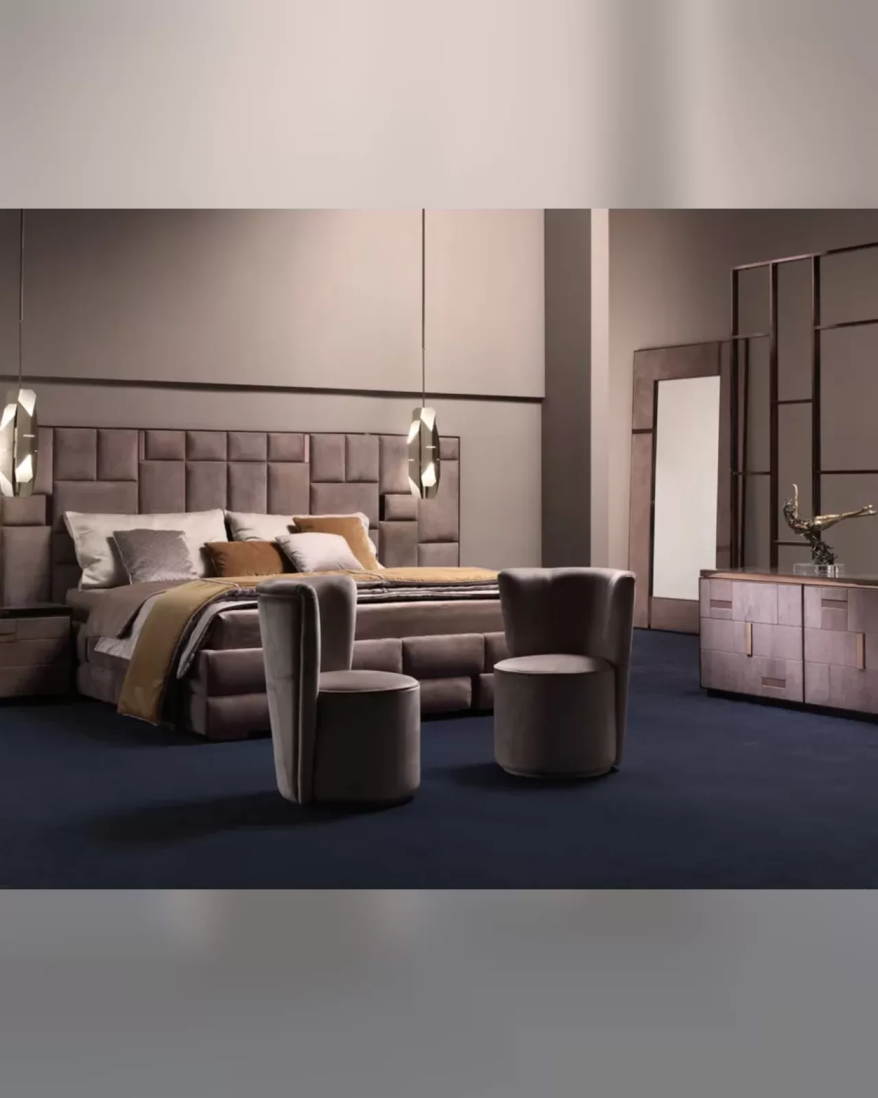 Letto Cromo di Epoque, letto imbottito Exence