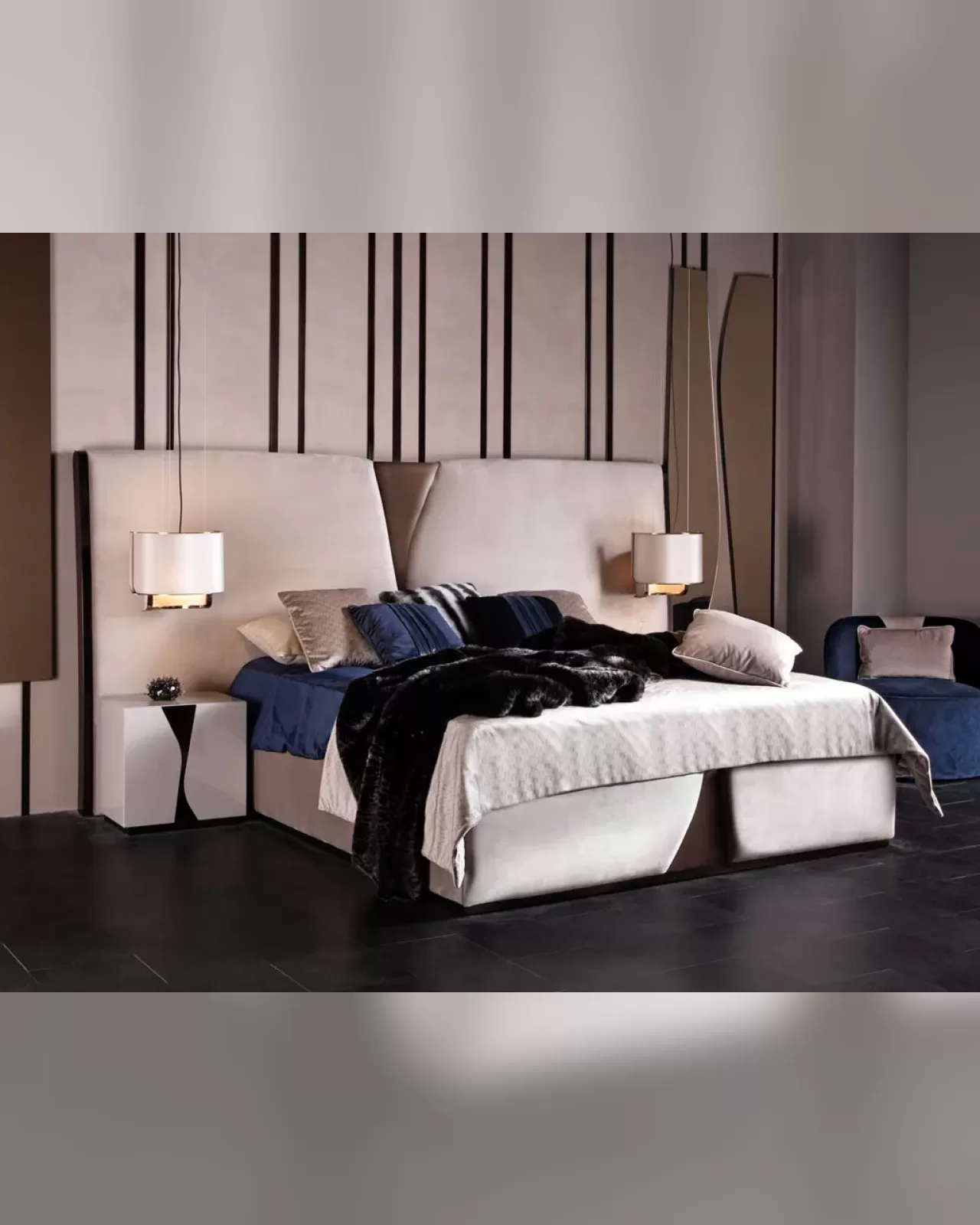 Letto Krypton di Epoque, letto imbottito Exence