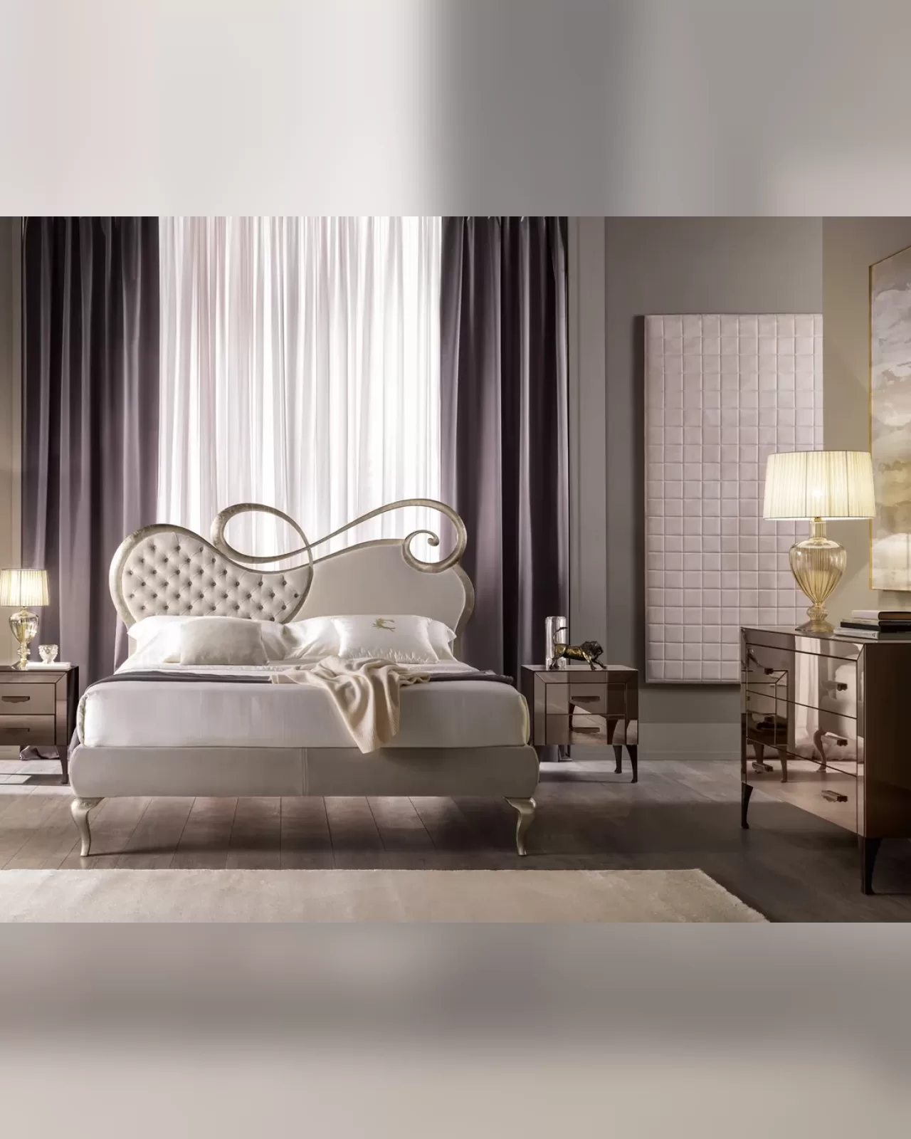 Chopin Bed, upholstered Italian bed from the Cantori range