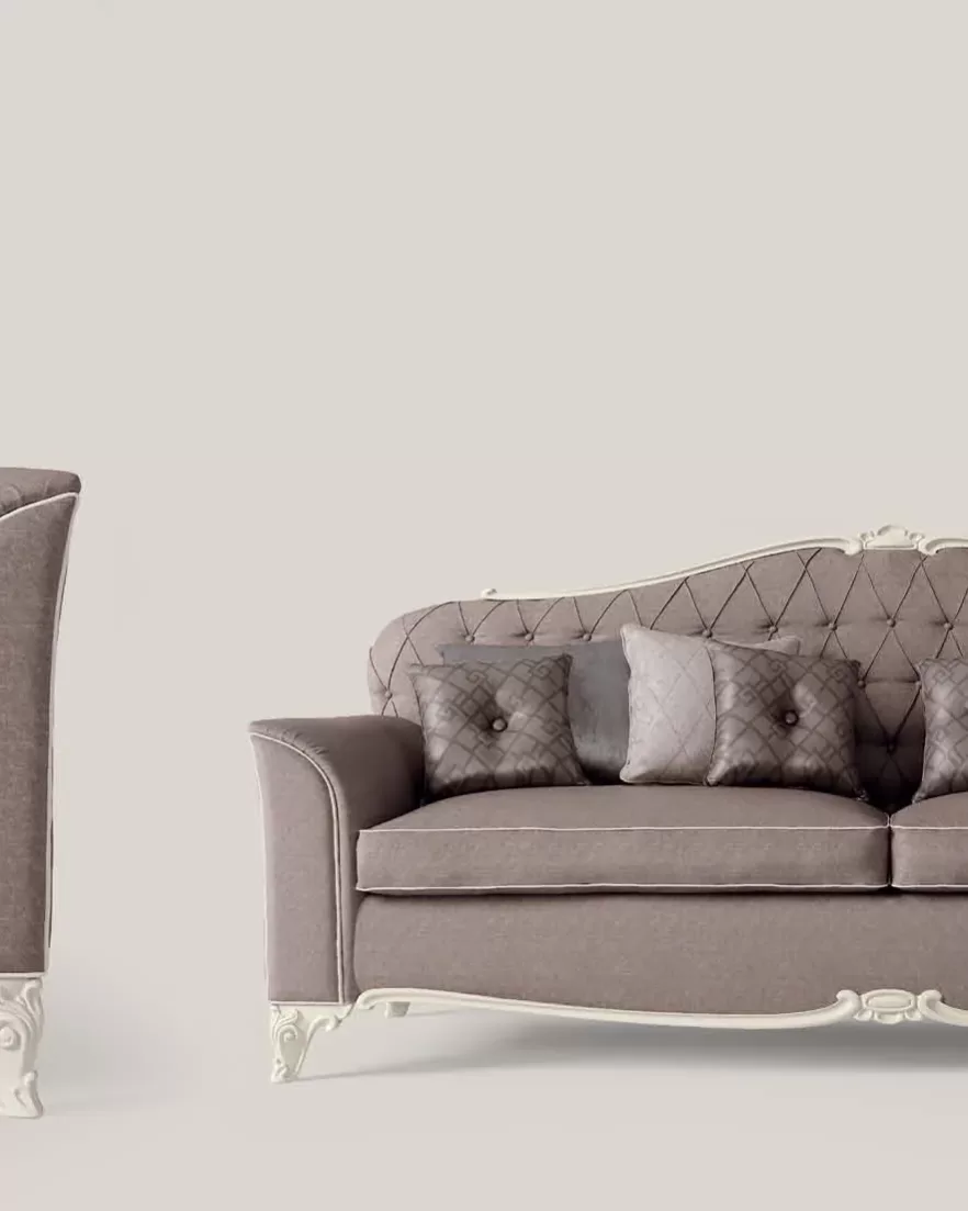 Opera 3-Seater Sofa by Francesco Pasi, carved sofa beside a center table for living room