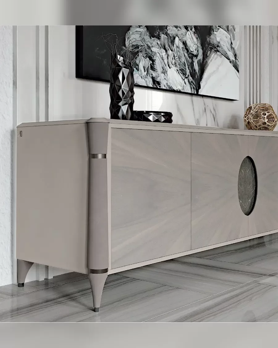 Ellipse Sideboard with Marble Oval by Francesco Pasi, dining room furniture with matching chairs