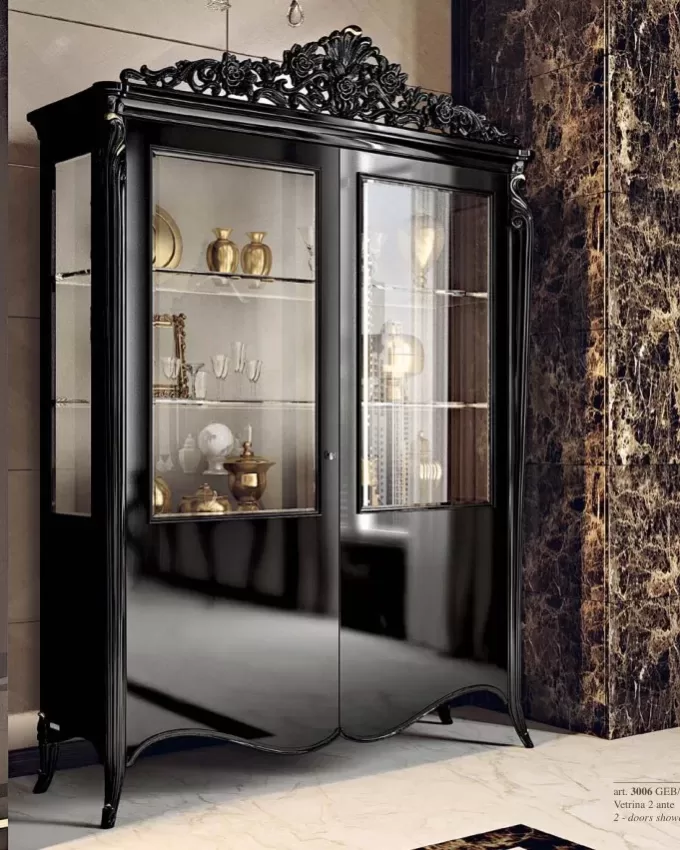Opera Shaped Silver Cabinet, Flat Doors, 2 Doors by Francesco Pasi, formal dining room furniture