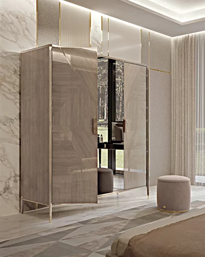Icon Wardrobe, 3 Hinged Doors, wardrobe in the finish of luxury bedside tables