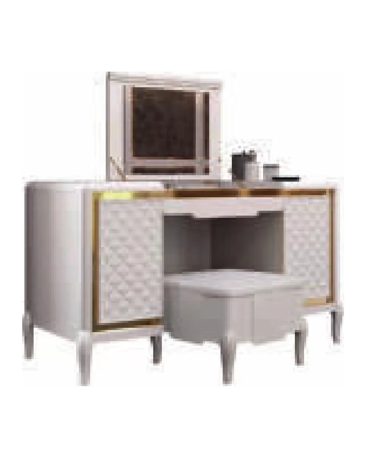 Ocean Vanity Table, Hand-quilted rhombus-pattern facade by Francesco Pasi, Ocean collection