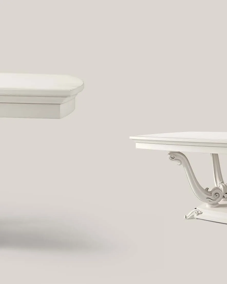 Opera Carved Barrel-Top Table by Francesco Pasi, for a dining room with a silver china cabinet
