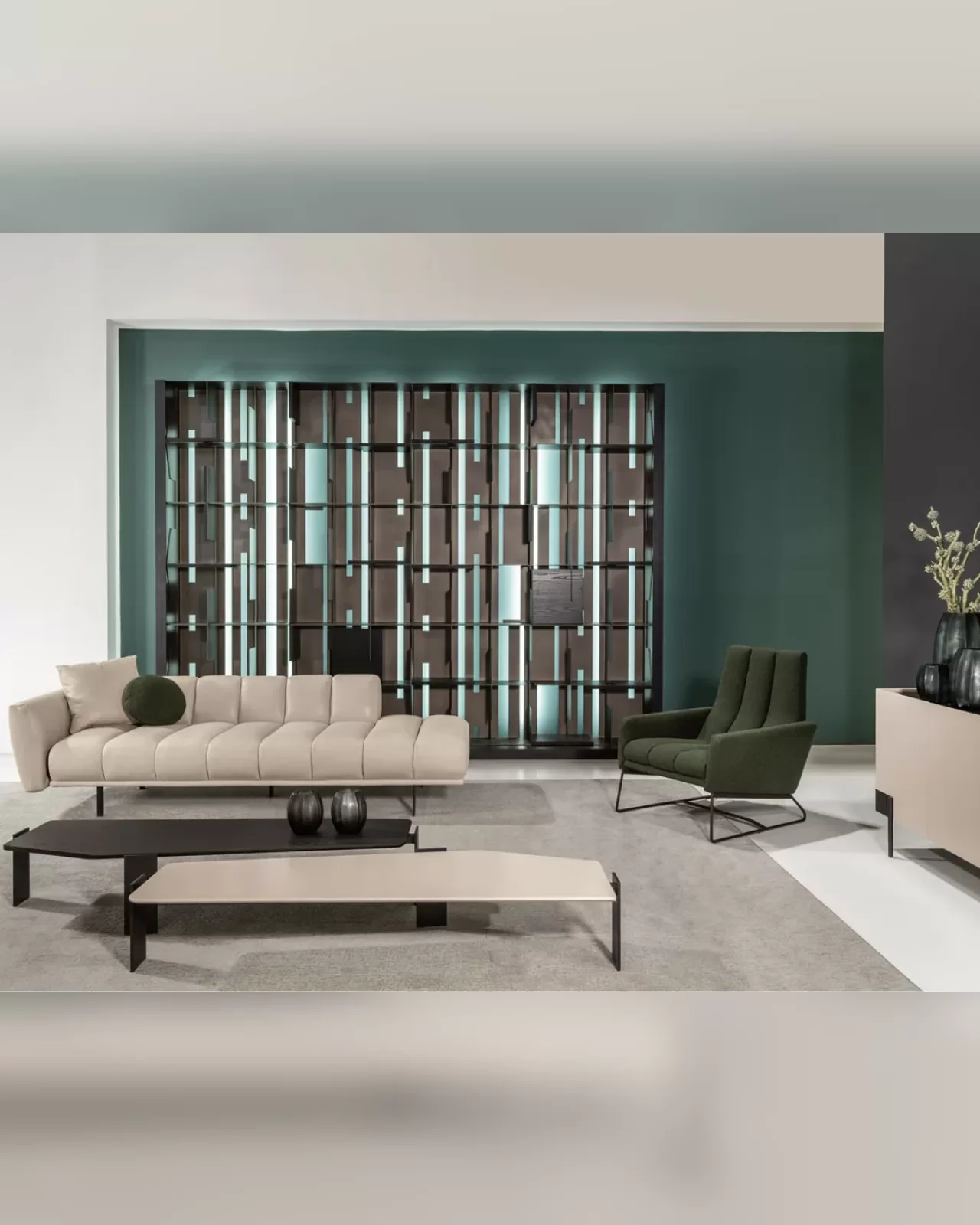 Blockbau Modular Sofa by Cantori, to pair with a tufted sofa
