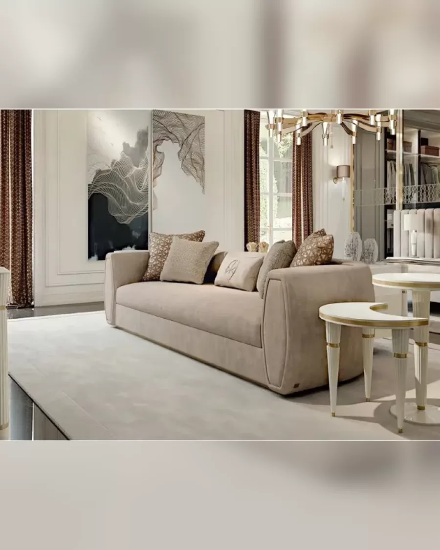 Ellipse Sofa with Rounded Arms by Francesco Pasi, to pair with a modular sectional sofa