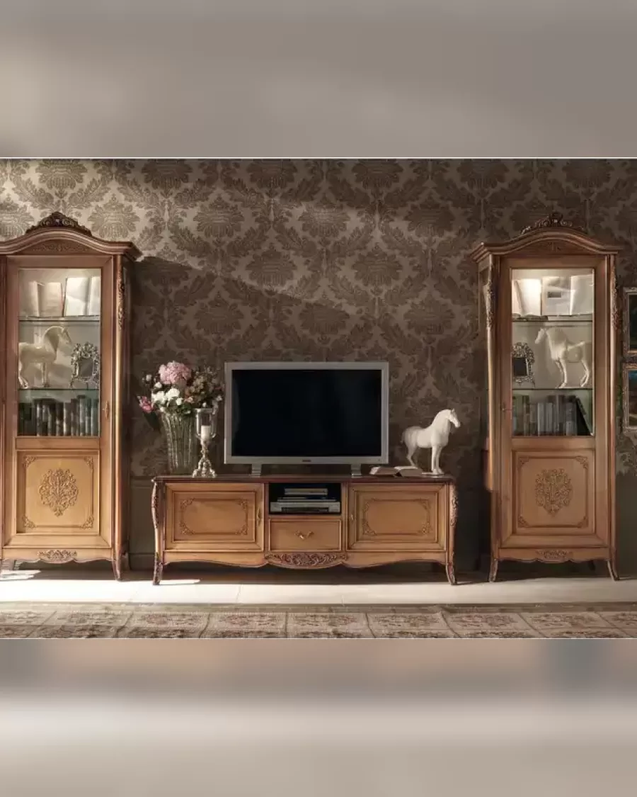 Gran Guardia TV Stand 2015 by Francesco Pasi, wood TV stand carved by hand, 191 cm wide