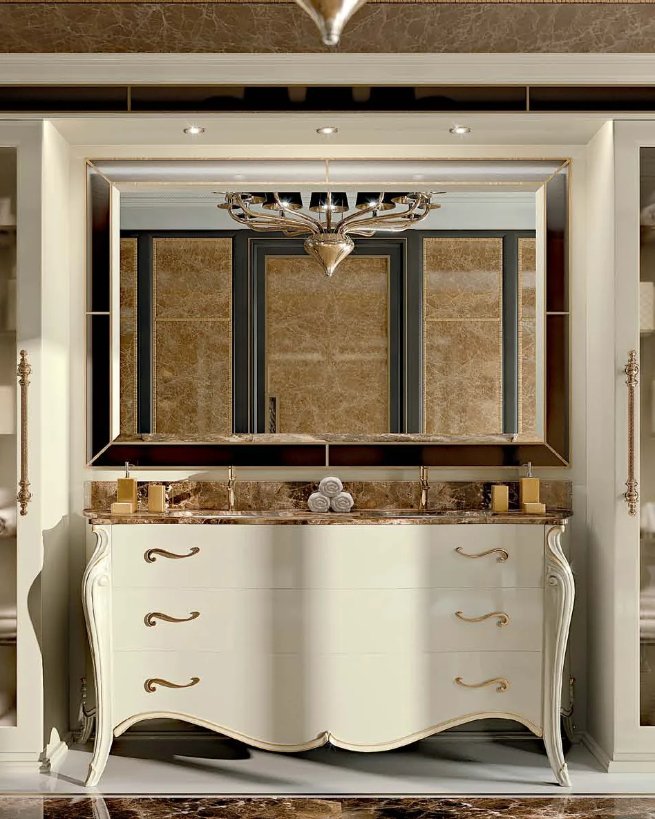 Opera Double Bathroom Cabinet by Francesco Pasi, carved cabinet in the line of an Opera TV stand