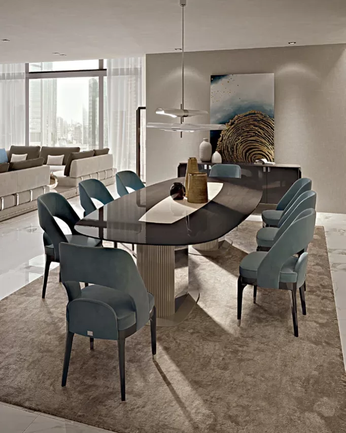 Icon Barrel-Shaped Table, Single Base by Francesco Pasi, dining table specified by length and leaves