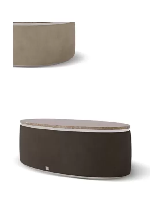 Icon Upholstered Oval Coffee Table by Francesco Pasi, coffee table specified by shape and size