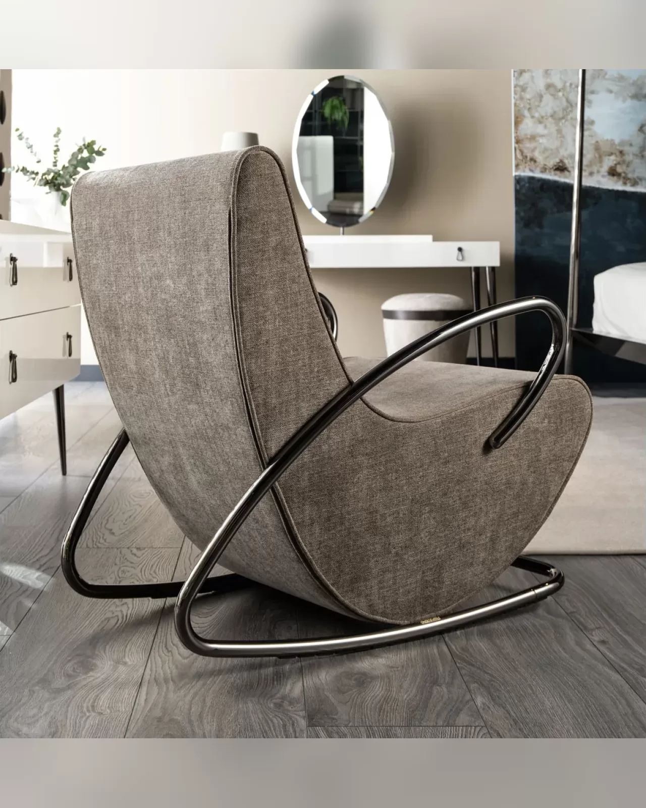Camilla Rocking Armchair by Cantori, luxury chair for the living room