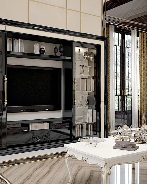 Parete porta TV Opera di Francesco Pasi, design italiano per il soggiorno moderno