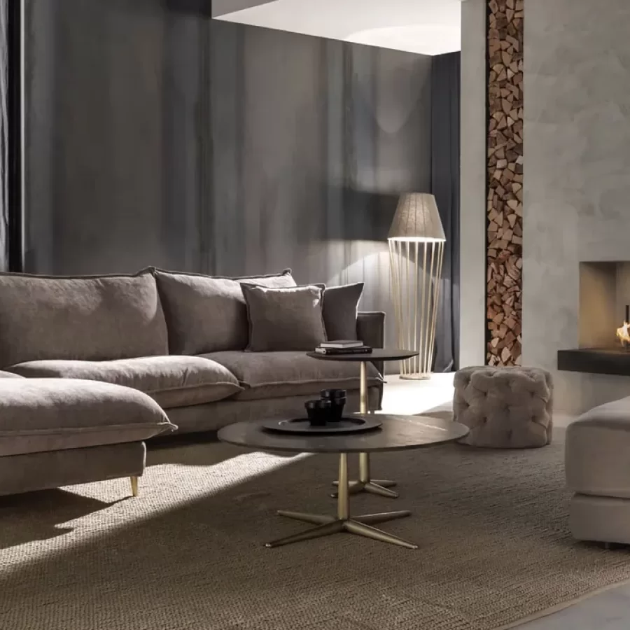 City Low Round Coffee Table by Cantori, low coffee table, made to order in Italy