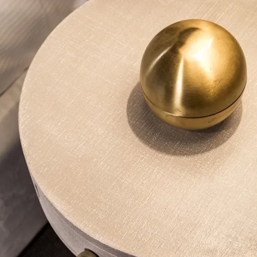 City Tamburino Side Table by Cantori, round side table next to a cocktail table