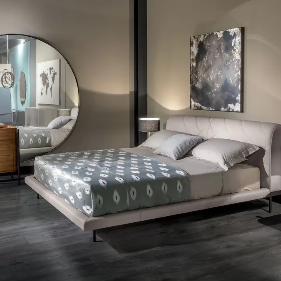 Gregory Bed by Cantori, Italian furniture company for the bedroom, in leather