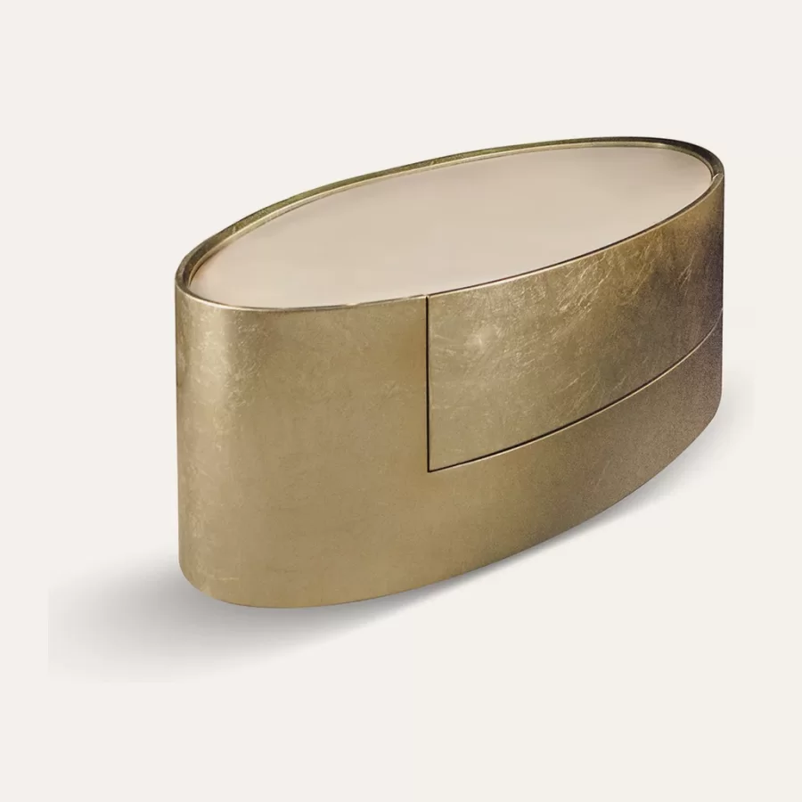 Mirage Elliptical Bedside Table by Cantori, modern bedside table, 84 cm wide
