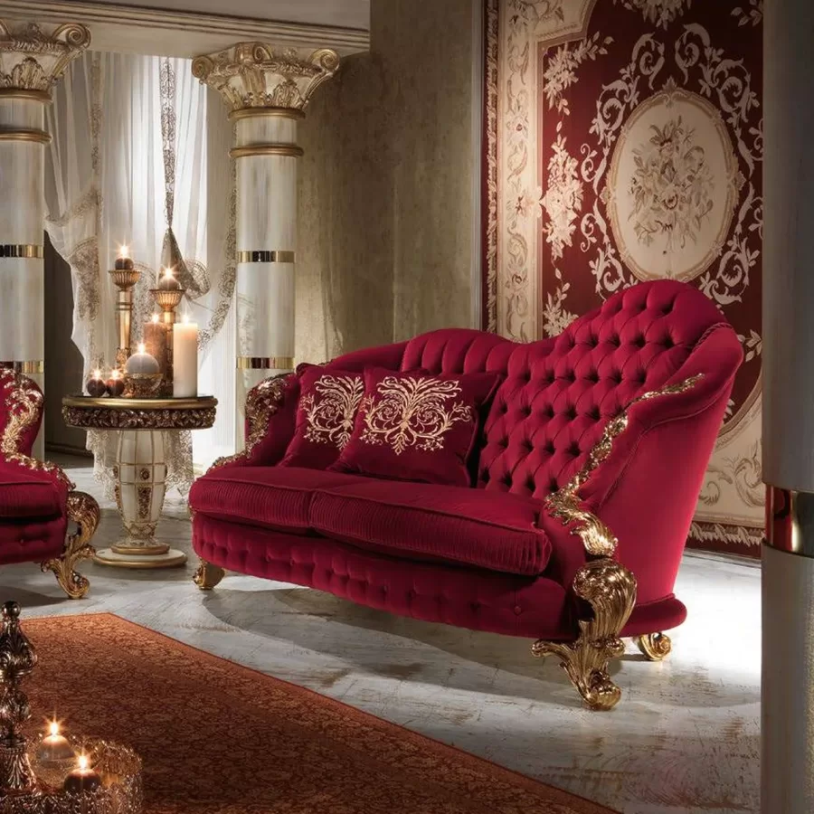 Royal Two-Seater Sofa with Side Arm RY172/AS by Cappelletti, Italian classic sofa set, 226 cm wide