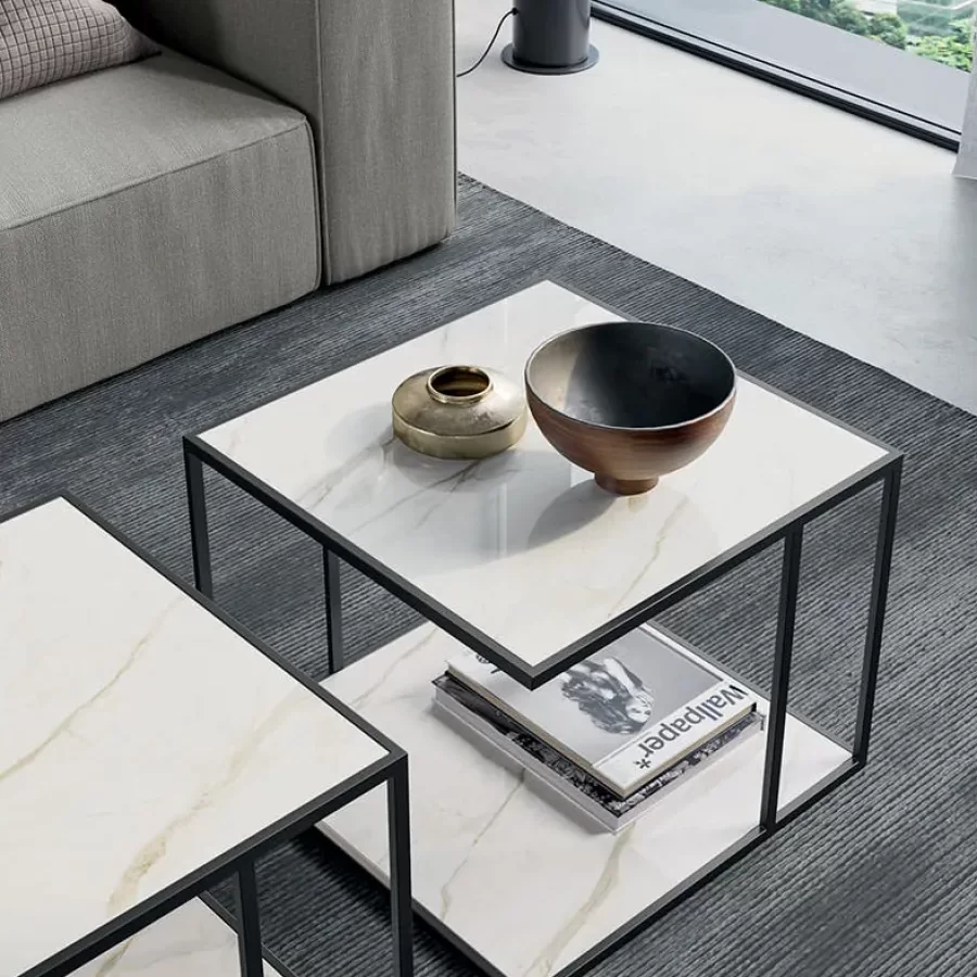 Track Coffee Table by Dall'Agnese, square coffee table, 50 cm wide
