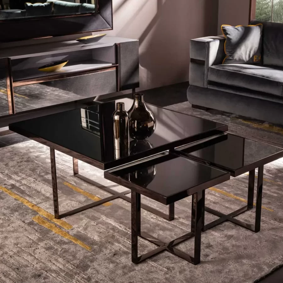 Argon Coffee Table by Epoque, Italian furniture company for the living room, ceramic top
