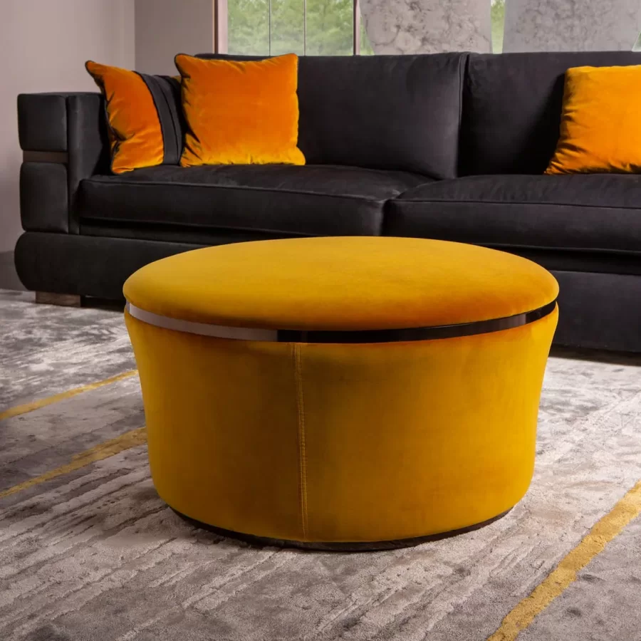 Neon Pouf by Epoque, Italian furniture company for the living room, in leather