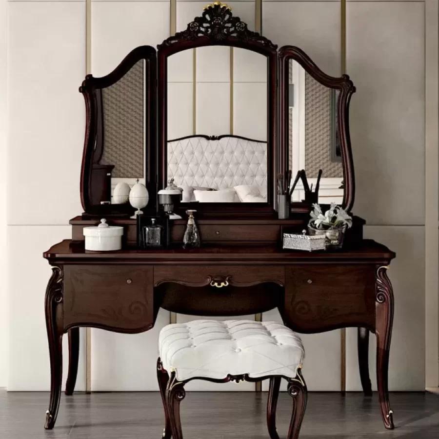 Opera Dressing Table Desk with carved B decoration, Opera collection