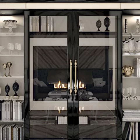Opera Sliding-Door Wall Unit with Metal Inserts