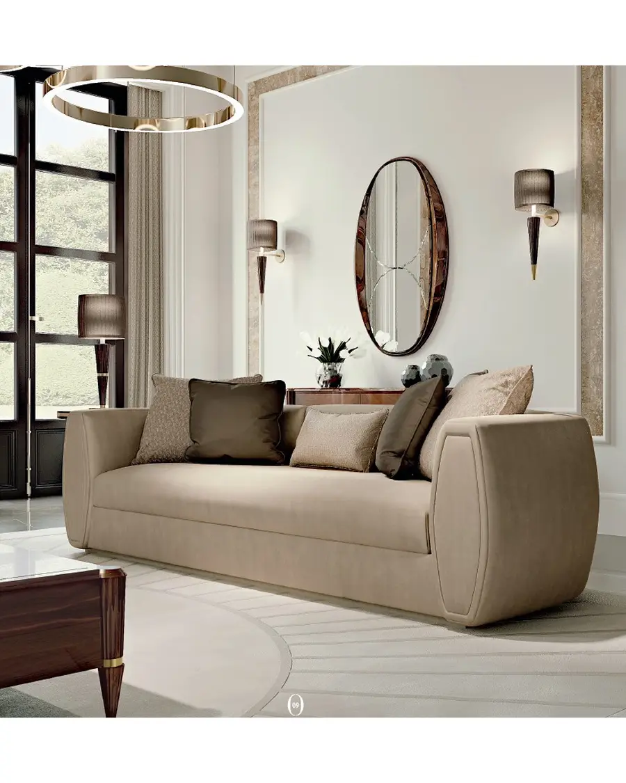 Ellipse Sofa with Rounded Arms by Francesco Pasi, luxury living room furniture, in leather