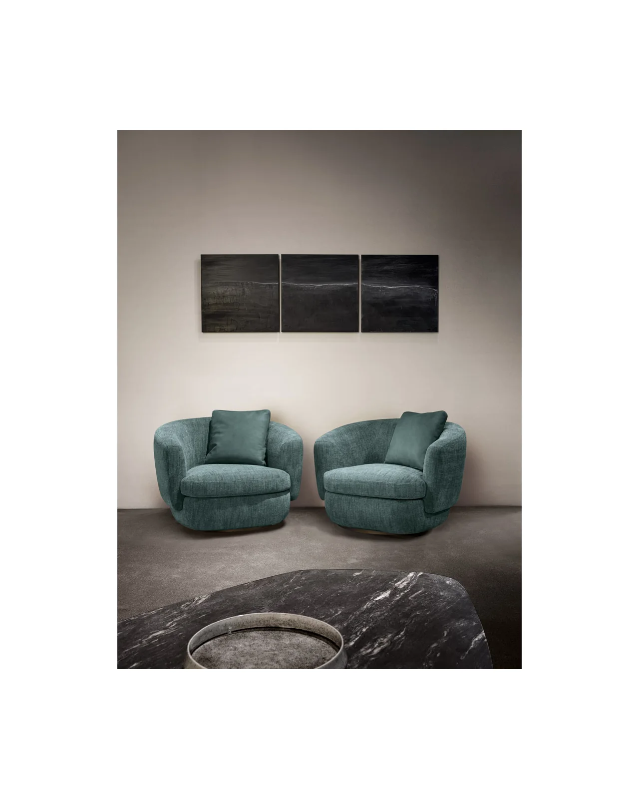 Gabrielle swivel armchair by Cantori, in an interior setting, photo 2 of 6