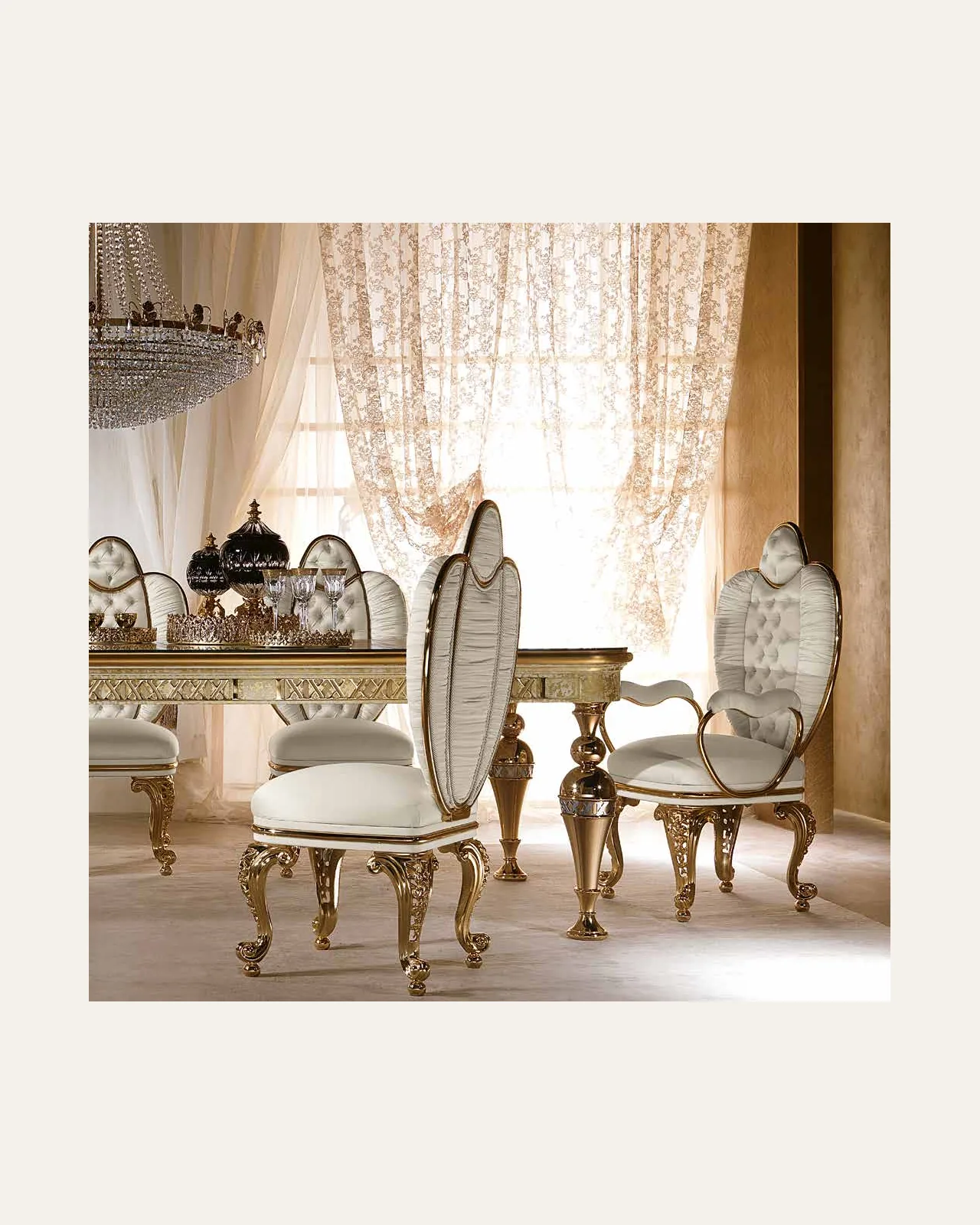 Aida Metal Dining Chair AD013, Cappelletti Aida collection, classic Italian dining chair in a classic dining room setting, photo 3 of 6
