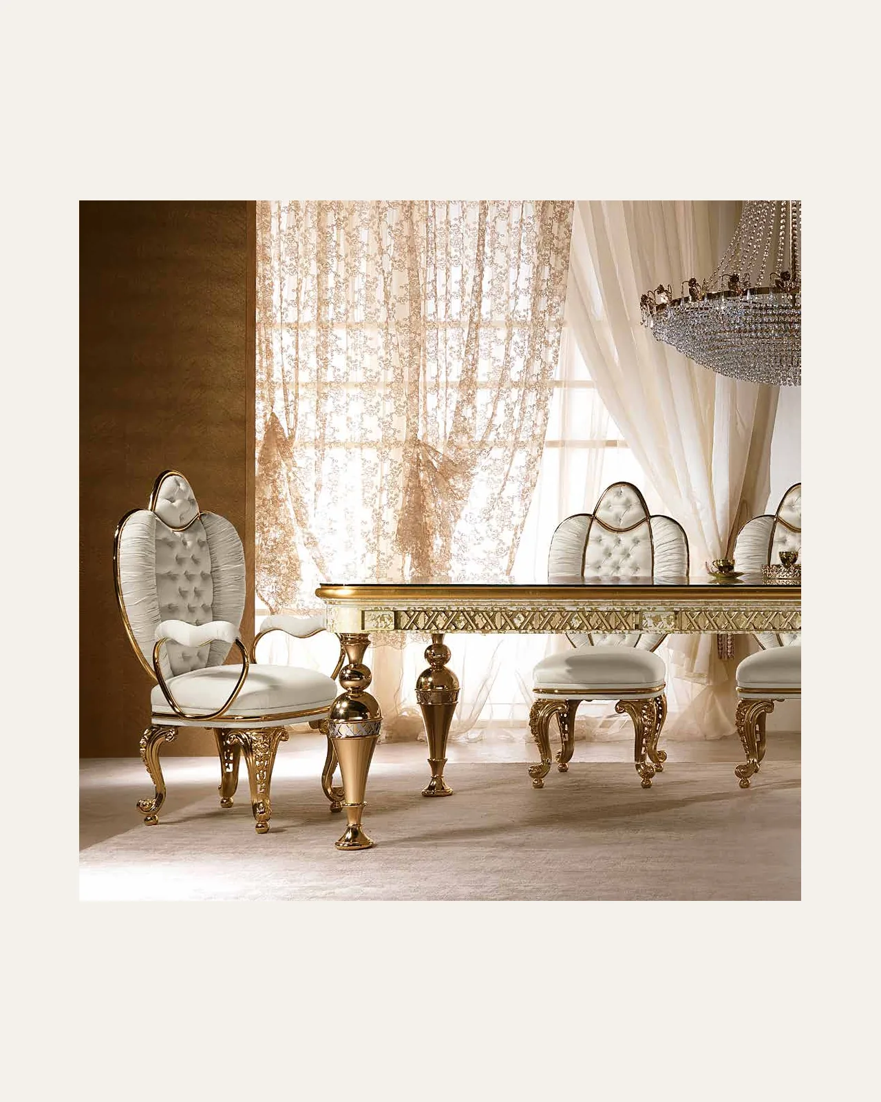 Aida Metal Dining Chair AD013, Cappelletti Aida collection, classic Italian dining chair in a classic dining room setting, photo 4 of 6