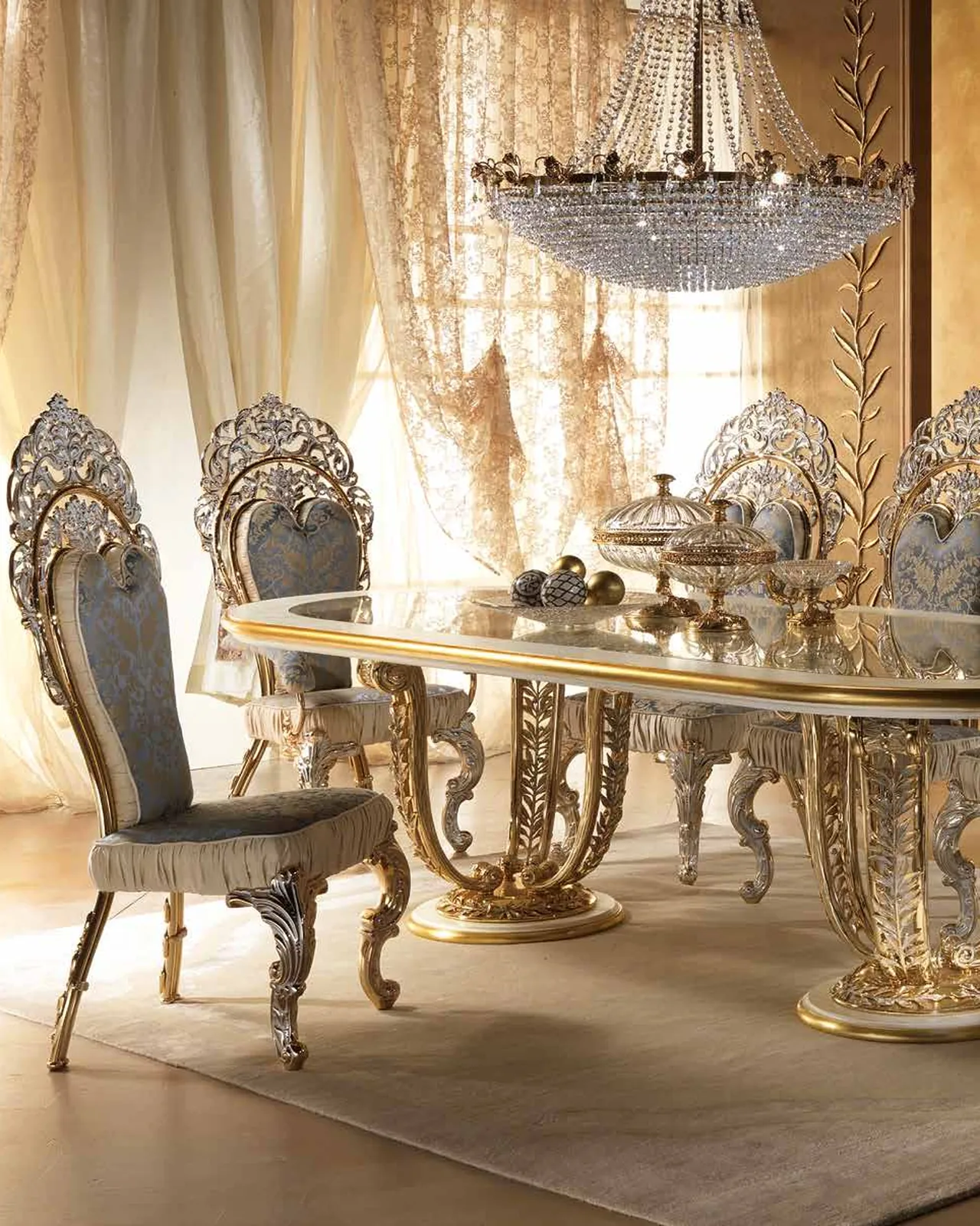 Aida Metal Dining Chair RY013, Cappelletti Aida collection, classic Italian dining chair in a classic dining room setting, photo 6 of 6