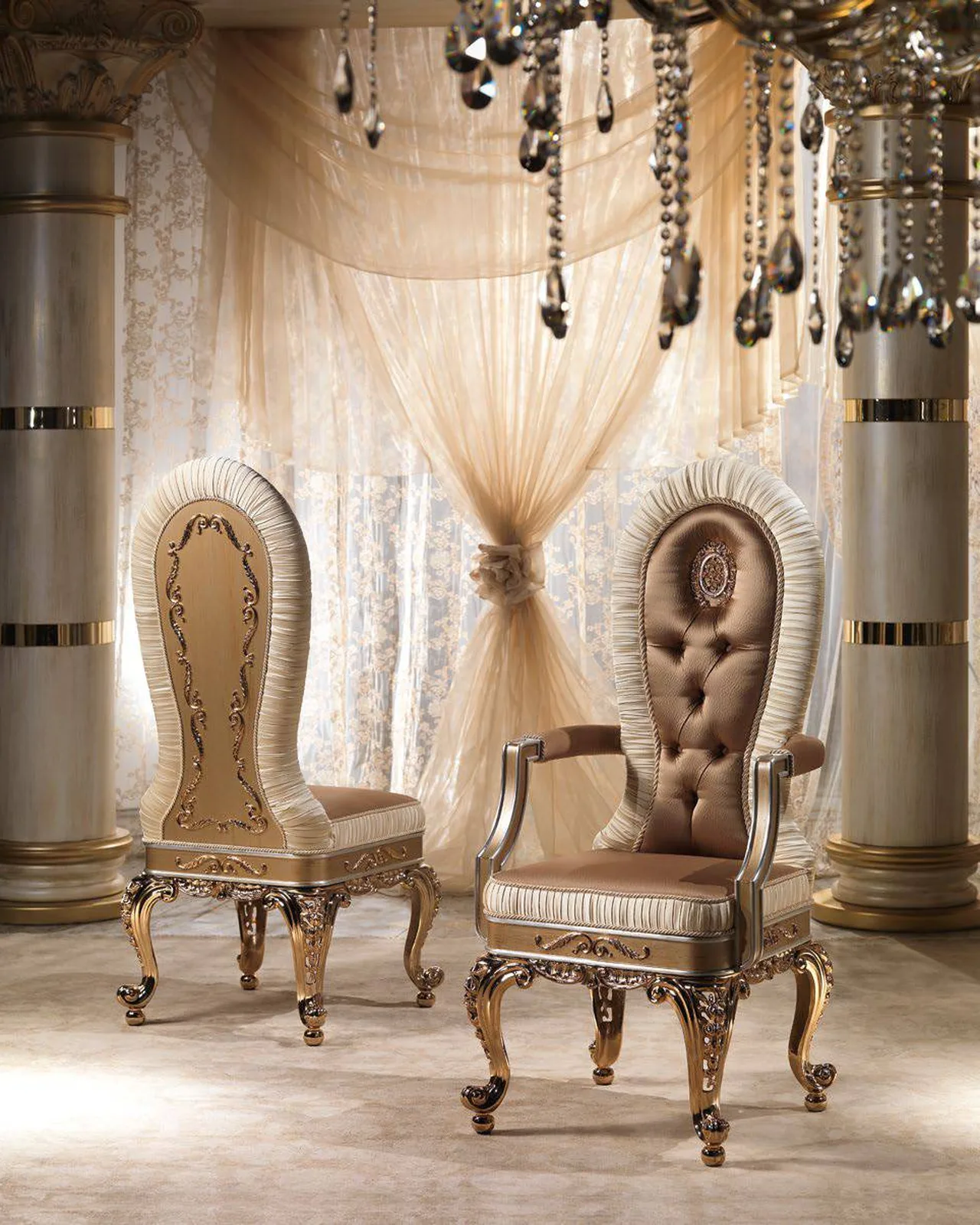 Royal Dining Chair RY015, Cappelletti Royal collection, classic Italian dining chair in a classic dining room setting, photo 3 of 4