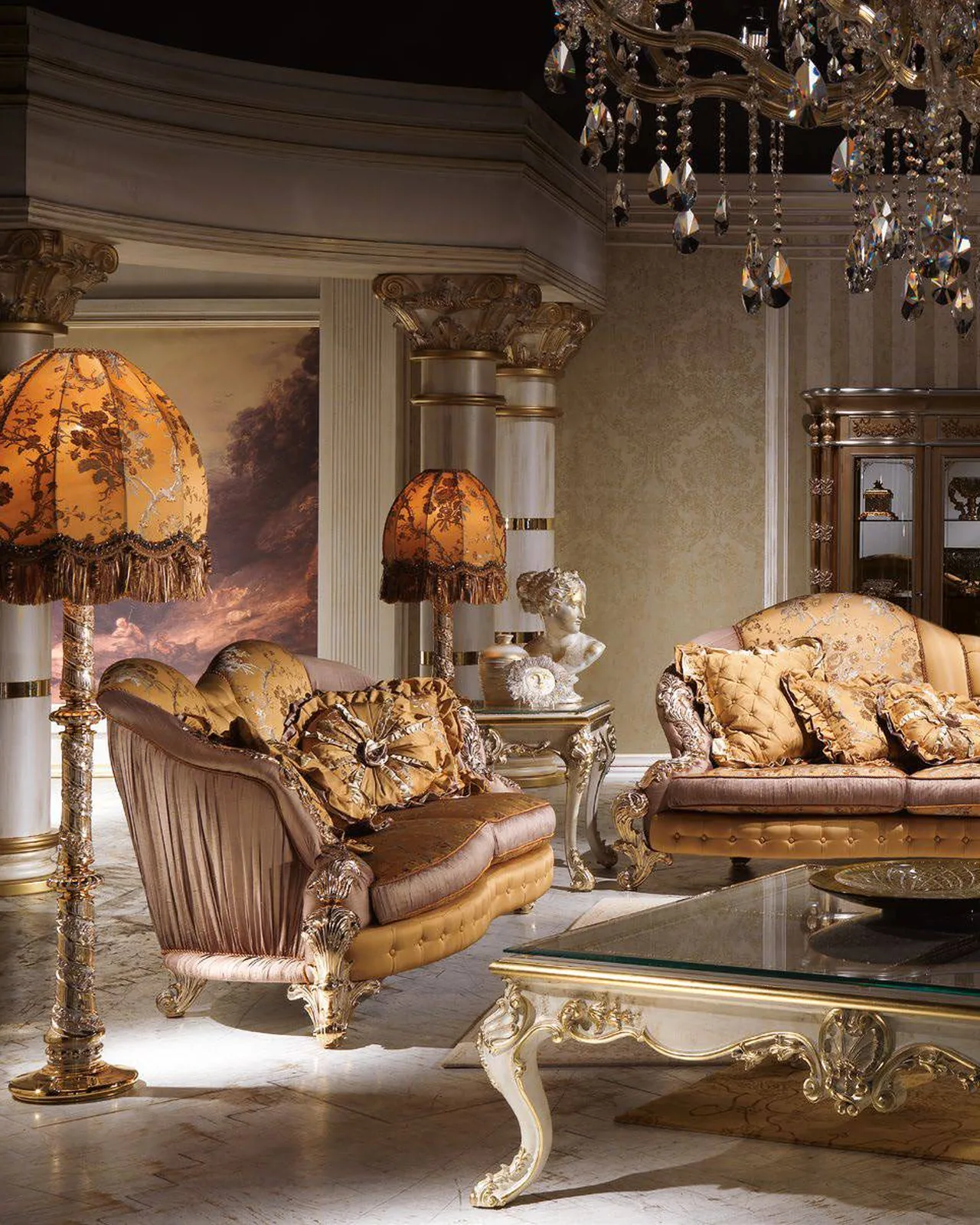 Royal Three-Seater Sofa RY173, Cappelletti Royal collection, classic Italian sofa in a classic living room setting, photo 2 of 2