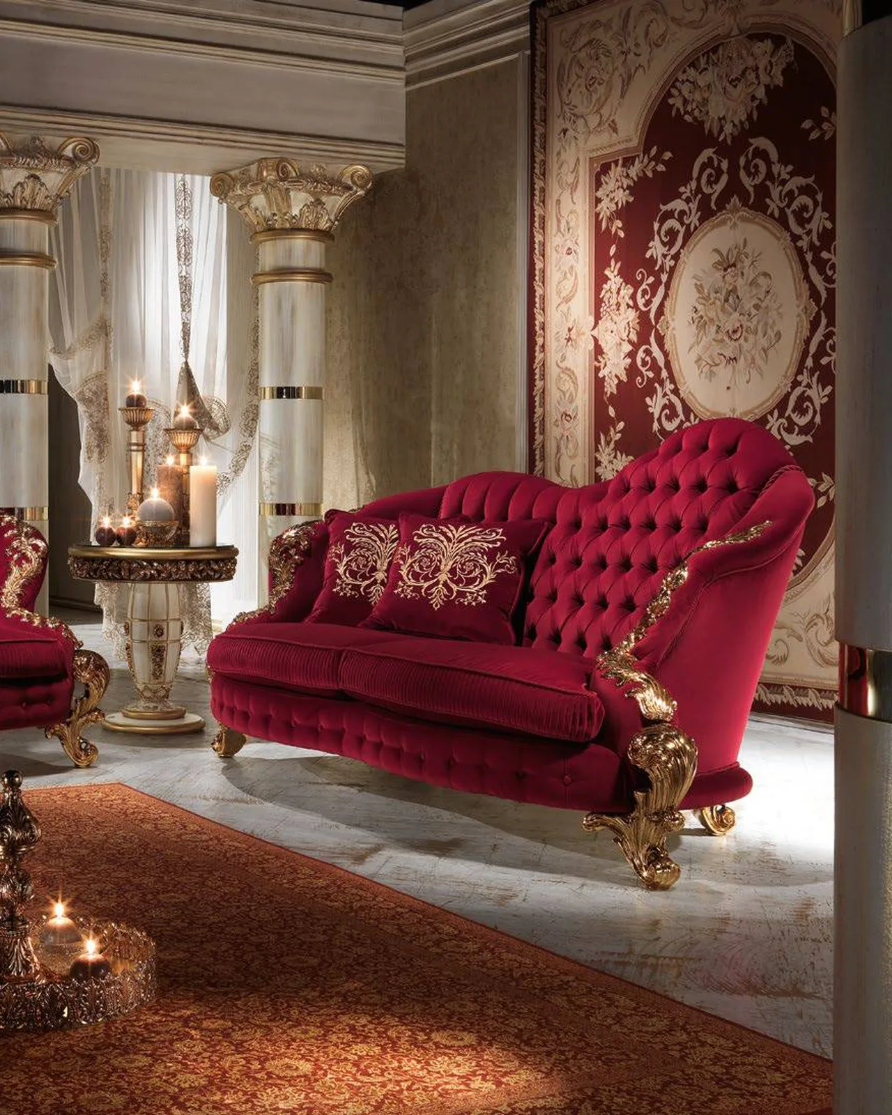 Divano a due posti Royal con bracciolo laterale RY172/AS, collezione Royal di Cappelletti, divano classico italiano in un soggiorno classico, foto 1 di 3