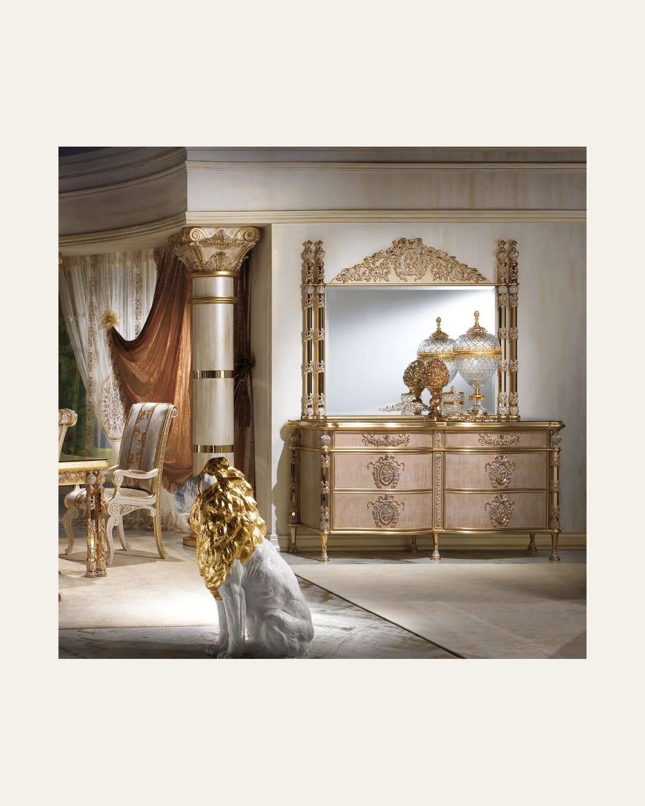 Sedia da pranzo Royal in legno N25015, collezione Royal di Cappelletti, sedia da pranzo classica italiana in una sala da pranzo classica, foto 3 di 4