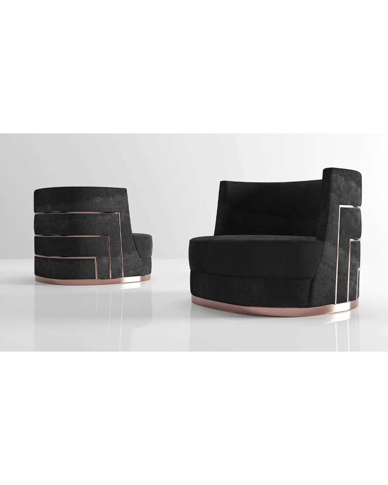 Biotite Armchair by Epoque, Exence collection, armchair in fabric or leather, studio view, photo 2 of 3