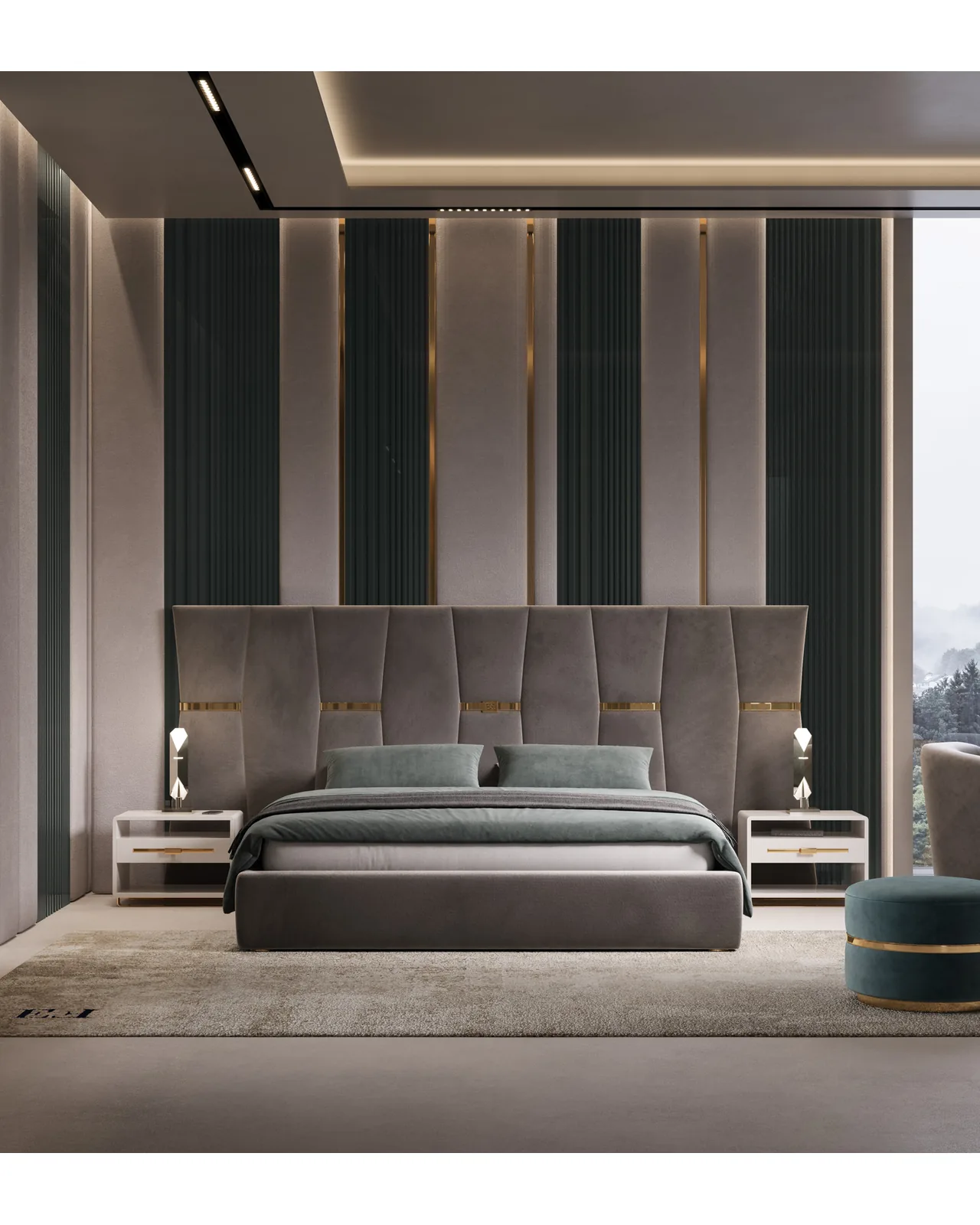Comodino Epidote di Epoque, in una camera da letto arredata, foto 2 di 2, catalogo Nobili Design