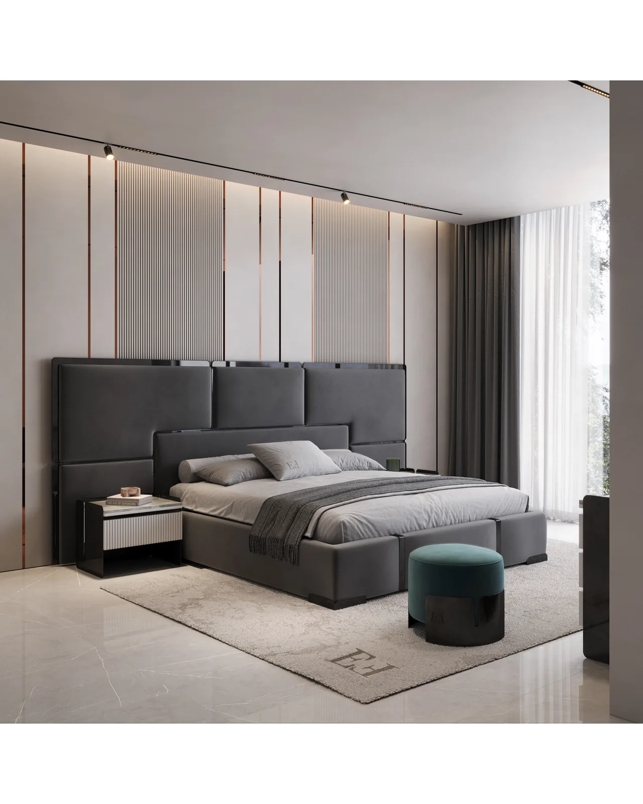 Comodino Morganite di Epoque, ambientato in camera da letto, foto 1 di 1, catalogo Nobili Design