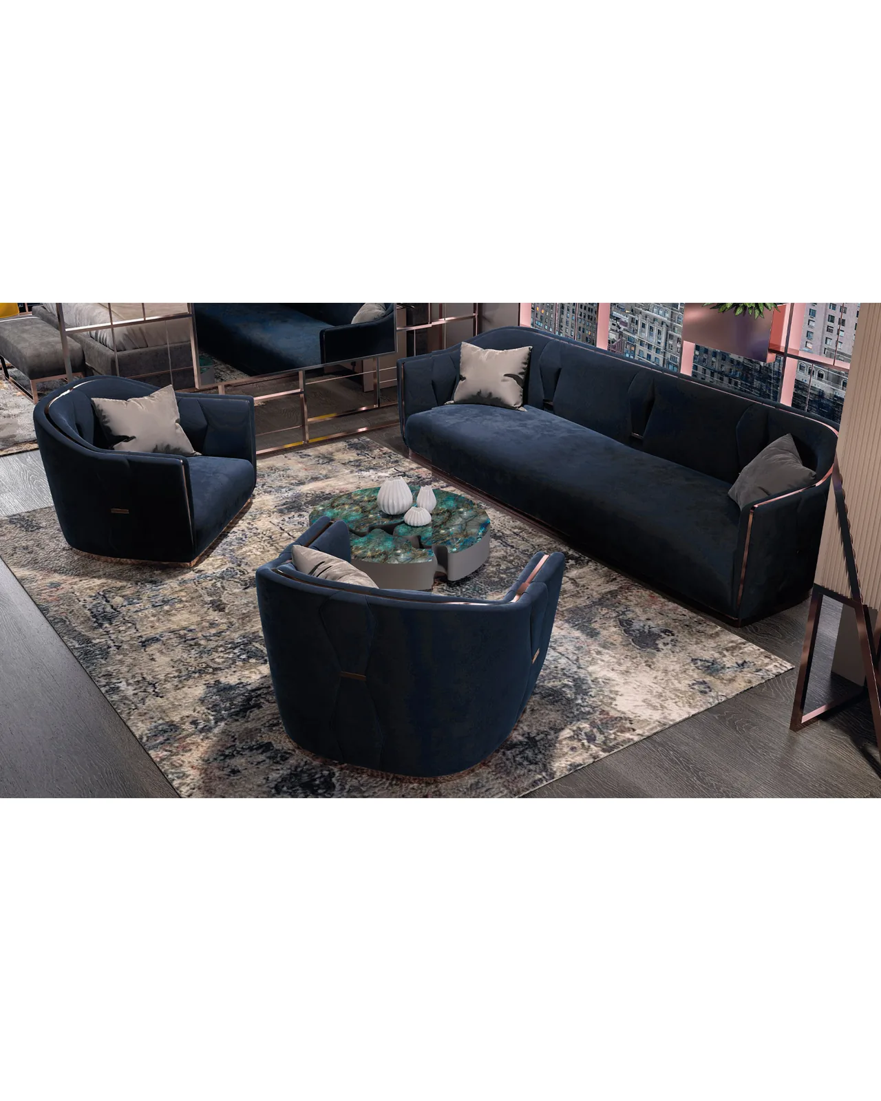 Nefrite Sofa by Epoque, Exence collection, Italian sofa in a modern living room, photo 1 of 4