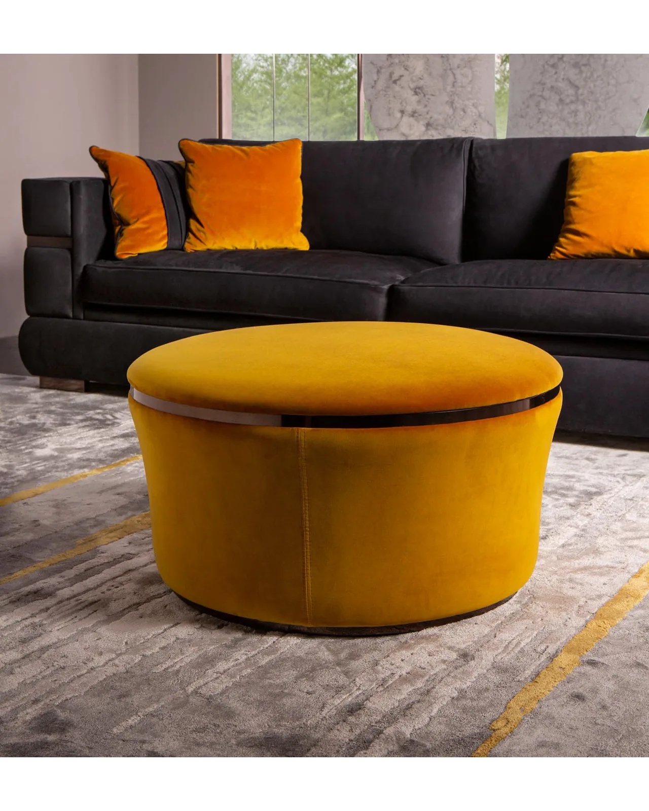 Neon Pouf by Epoque, Exence collection, Italian pouf in a modern living room, photo 1 of 3