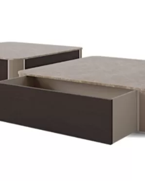 Icon Square Coffee Table with Drawer, Living Room Furniture, in Canaletto walnut, contemporary style, by Francesco Pasi