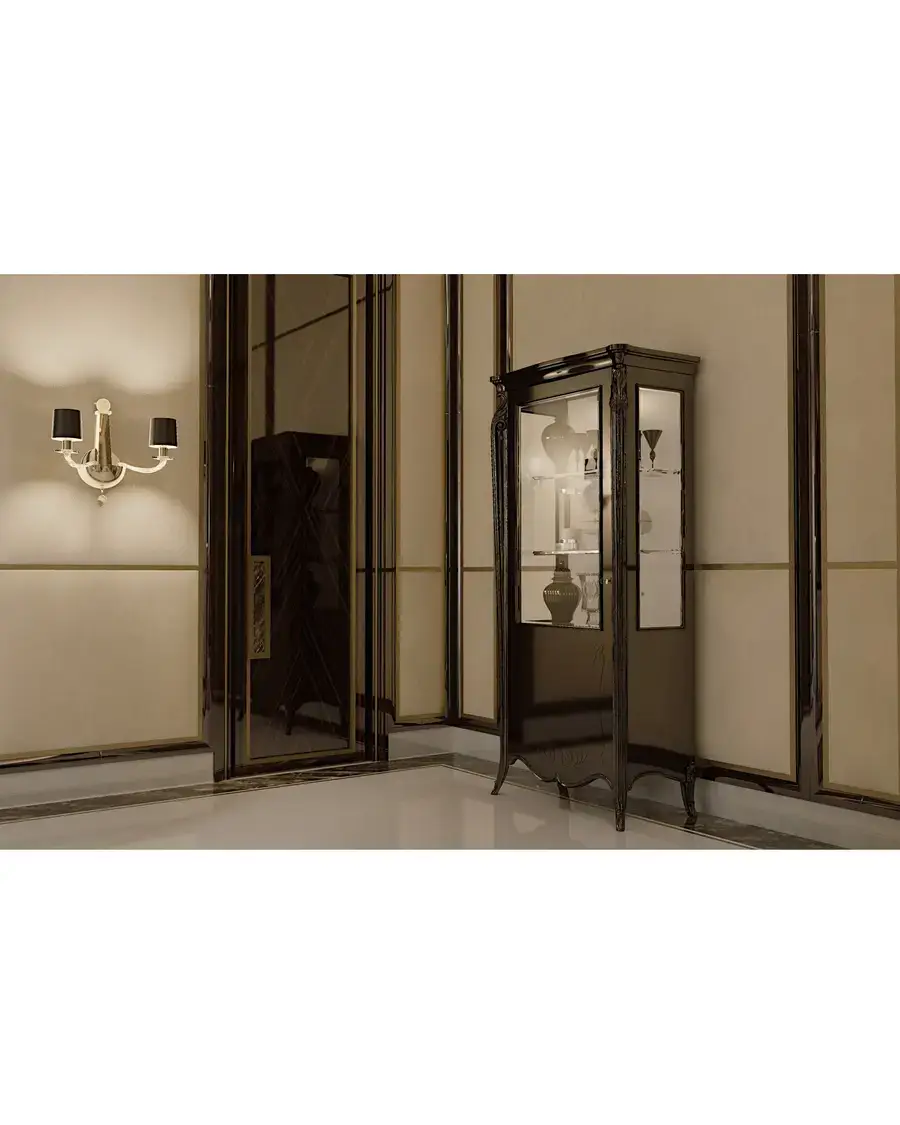Opera Display Cabinet 3025 by Francesco Pasi, carved cherry furniture for the living room