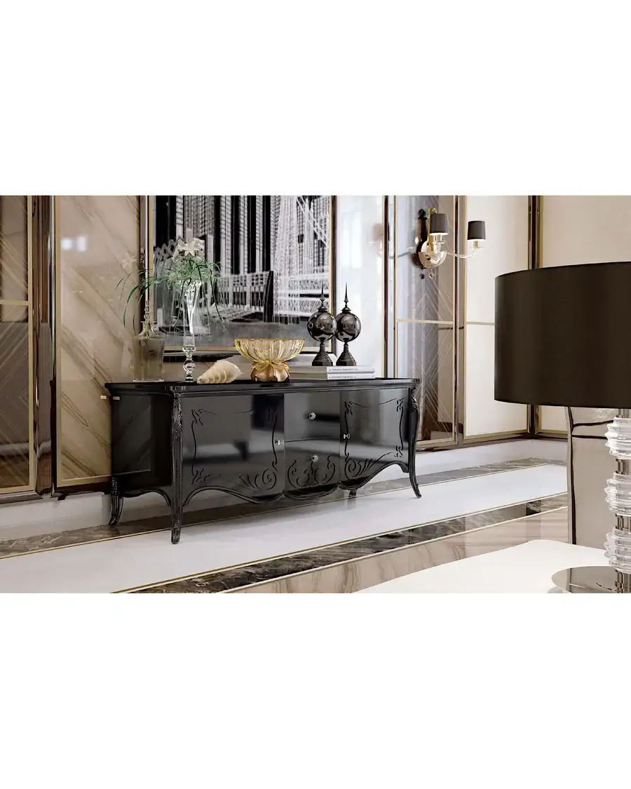 Opera TV Stand 3031 by Francesco Pasi, Veneto carved furniture for the living room