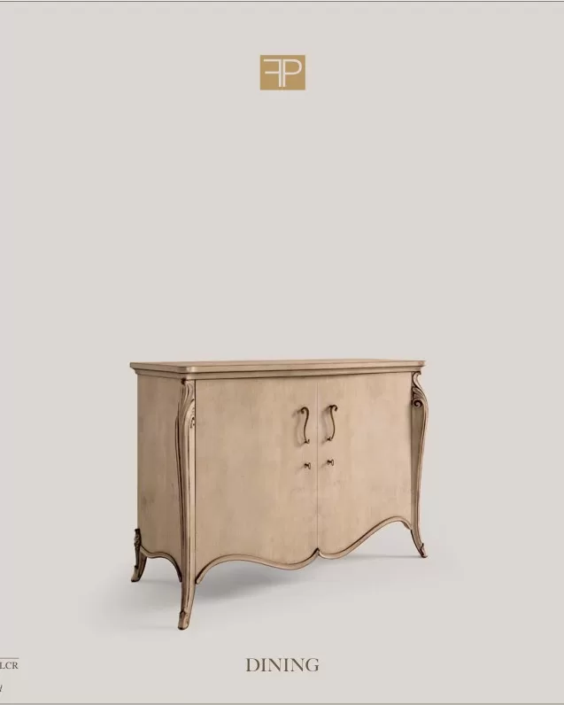 Opera Shaped Sideboard, Flat Doors, 2 Doors by Francesco Pasi, carved cherry furniture for the living room