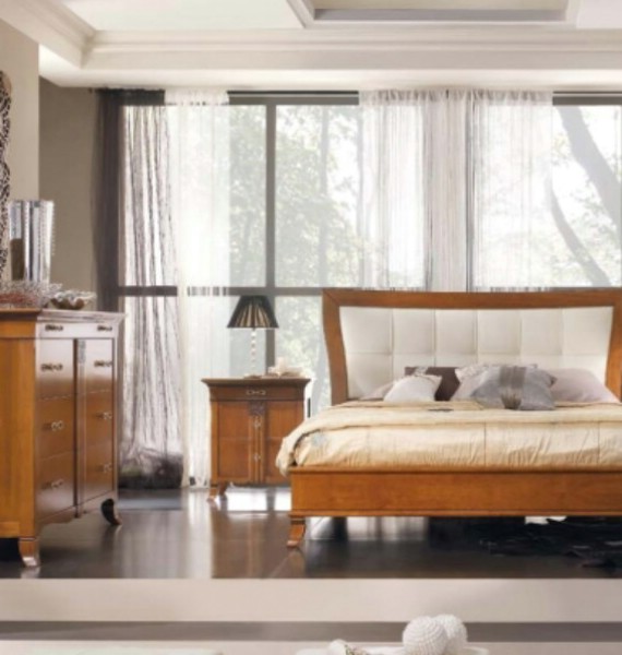Letti classici imbottiti in legno New Deco 5
