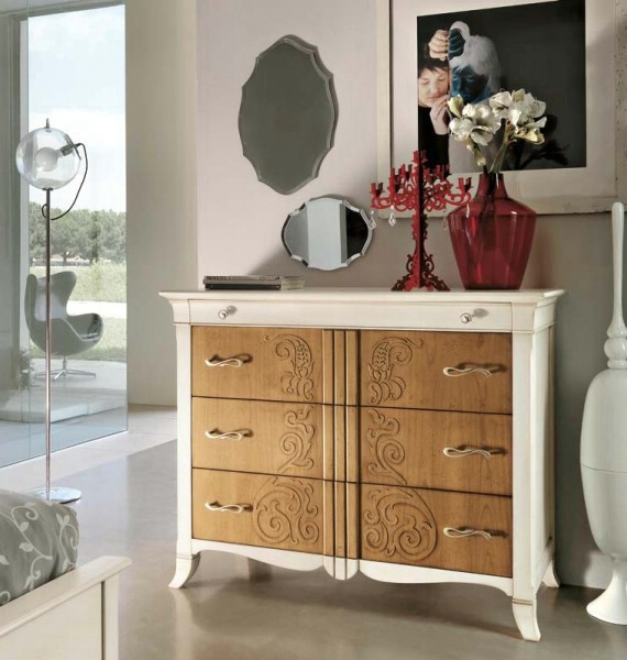 Letti classici imbottiti in legno New Deco 9