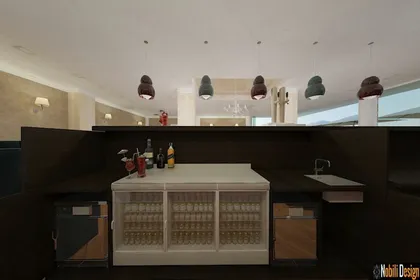 Sophisticated commercial restaurant interior showcasing premium materials and elegant Mediterranean style by Nobili Design.